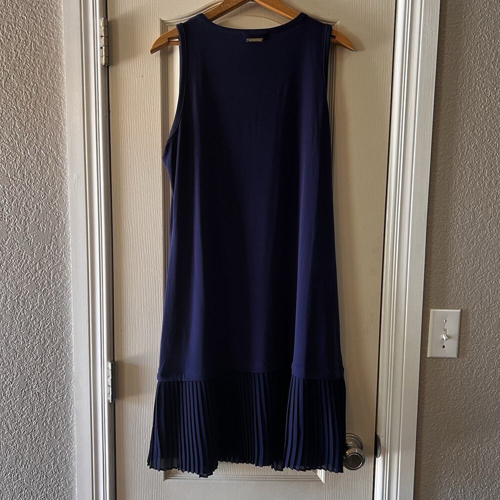 Michael Kors Dress Womens M Navy Blue Sleeveless Pleated Hem Tank Career - Picture 6 of 10